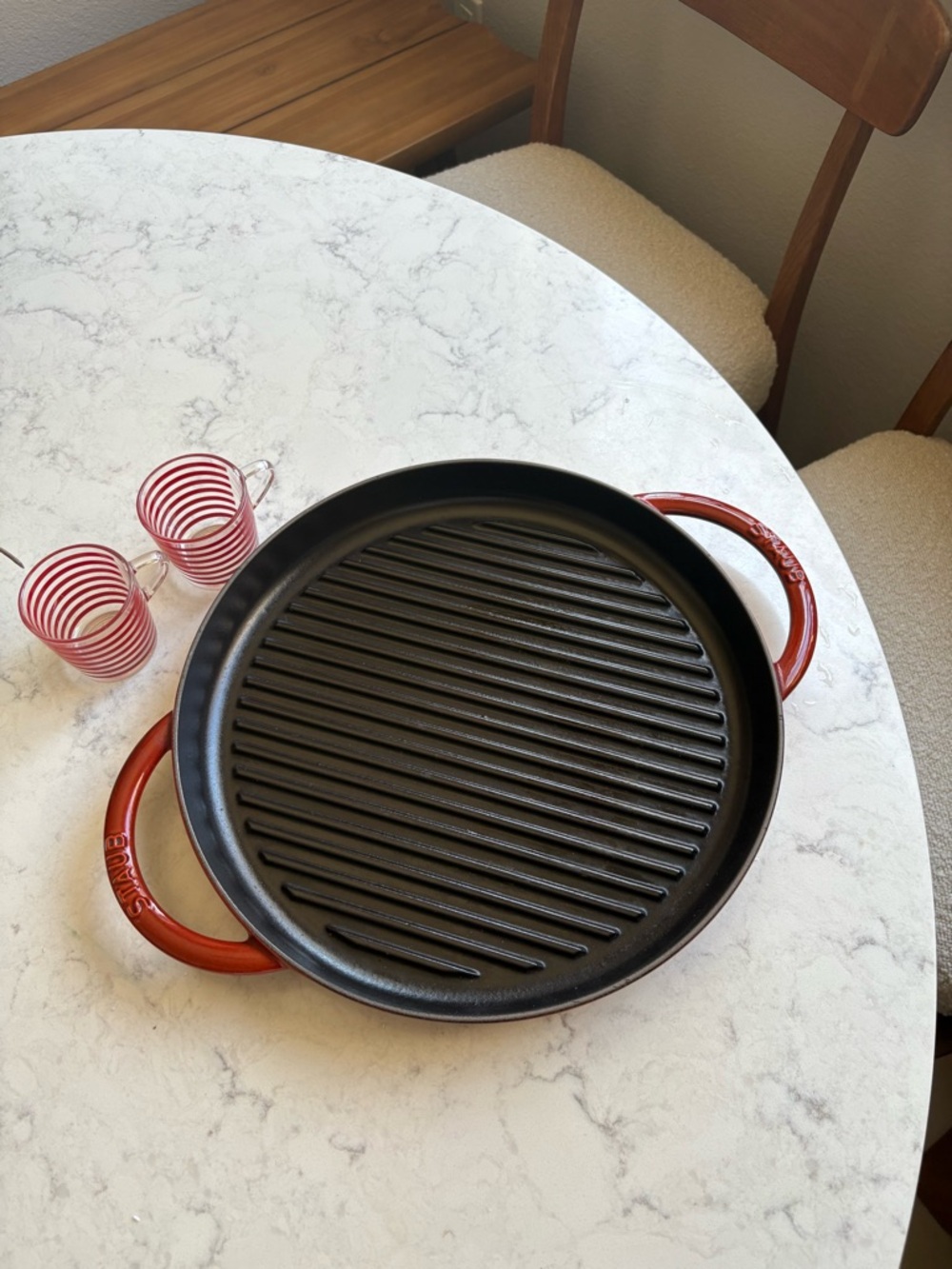 Staub Cast Iron Round Grill Pan with Handles